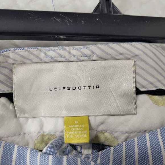 Leifsdottir Blue and White Nautical Bermuda Shorts with Sash Belt Size 8 - Picture 4 of 8